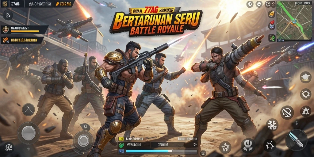 Tampilan gameplay menarik dari 77AG dalam pertarungan Battle Royale.