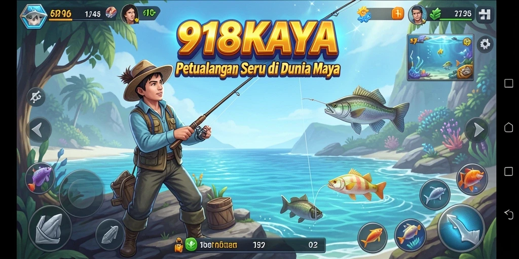 Screenshot gameplay 918KAYA yang menampilkan aksi memancing seru.