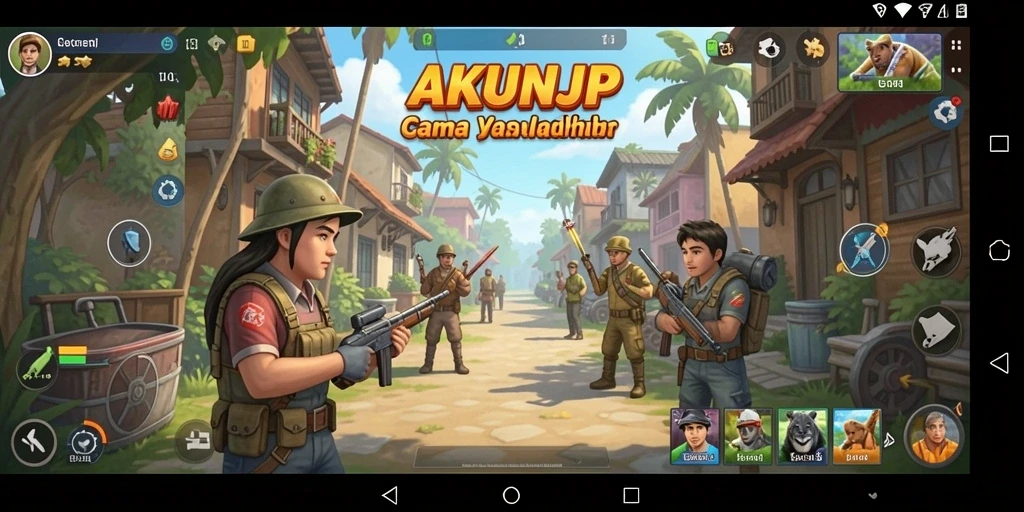 Tampilan gameplay seru dari AKUNJP dengan warna-warna cerah.