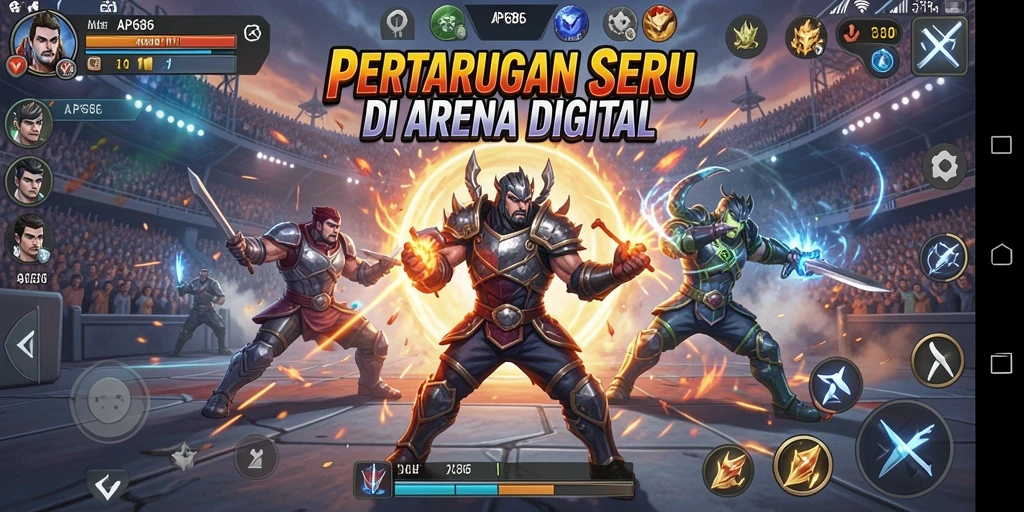 Gameplay action-packed dari AP686 di arena pertarungan.