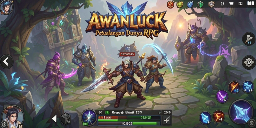 Gameplay seru AWANLUCK menampilkan pertarungan epik dan eksplorasi dunia.