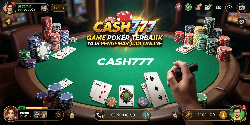 Screenshot gameplay CASH777 yang menampilkan aksi poker yang mendebarkan.