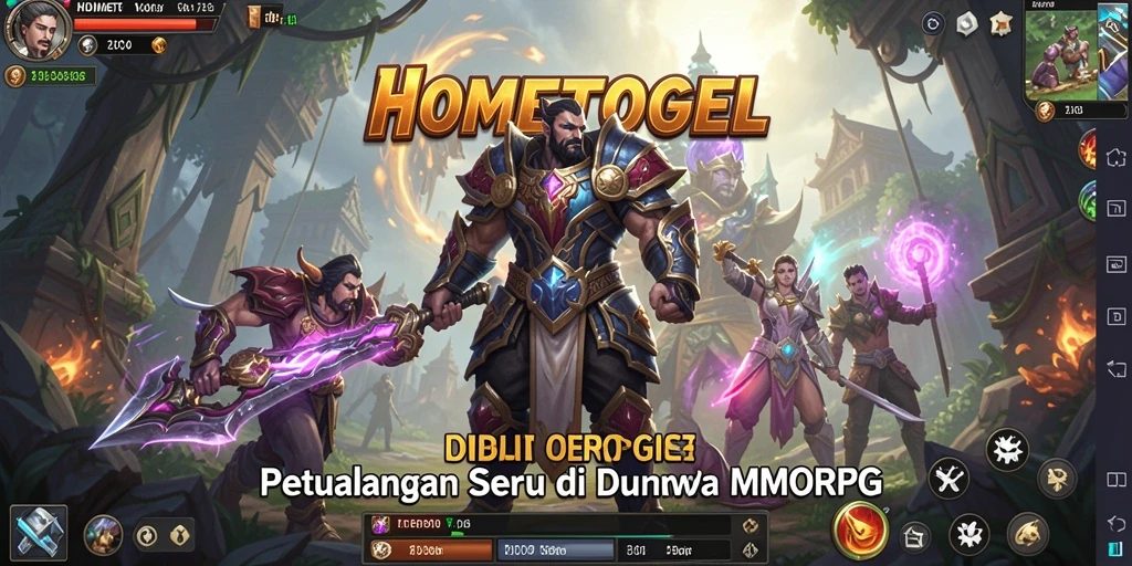 Screenshot gameplay HOMETOGEL menunjukkan aksi pemain dalam pertempuran MMORPG.