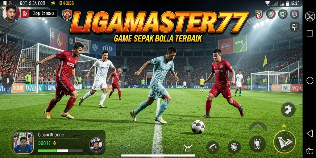 Tampilan gameplay seru di LIGAMASTER77 dengan aksi sepak bola yang mendebarkan.
