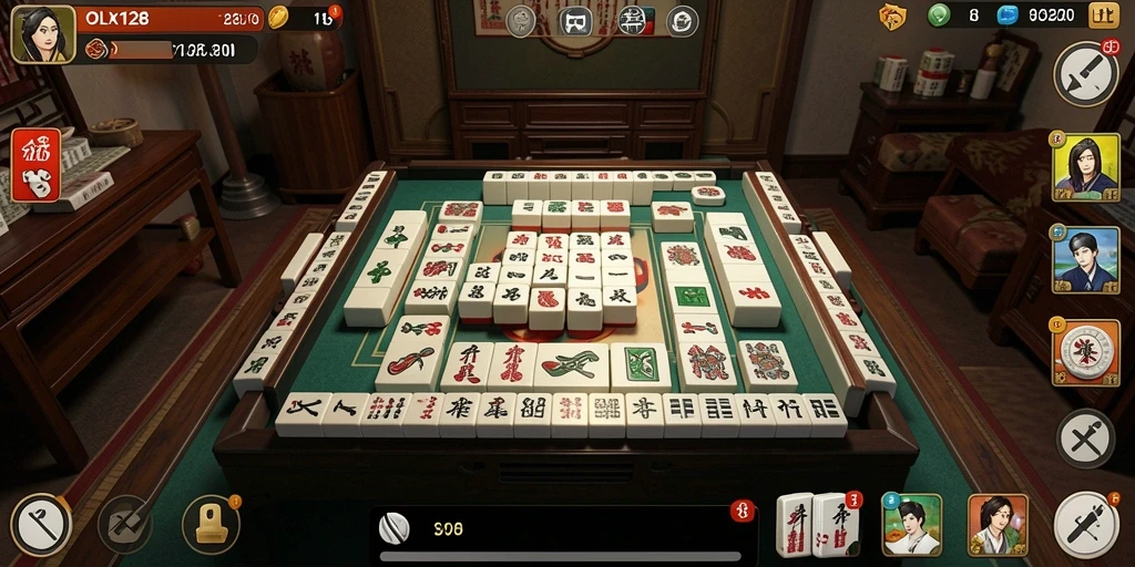 Screenshot <strong>OLX128</strong> menampilkan gameplay Mahjong yang menarik dan seru.