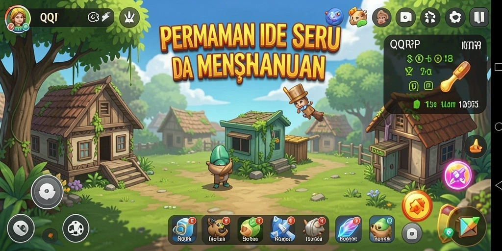 Tampilan gameplay QQRP yang menarik dengan karakter Idle yang dinamis.