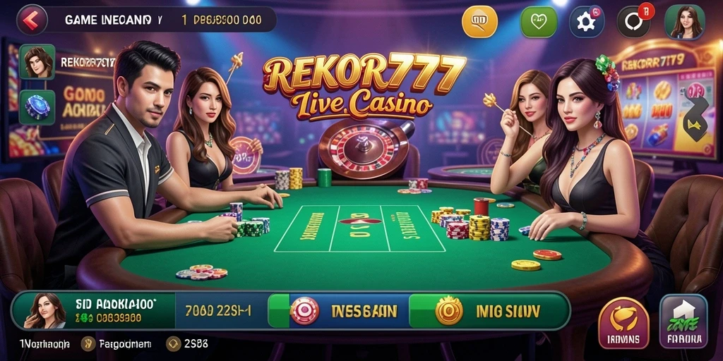 Tampilan gameplay Live Casino yang mendebarkan di REKOR777.
