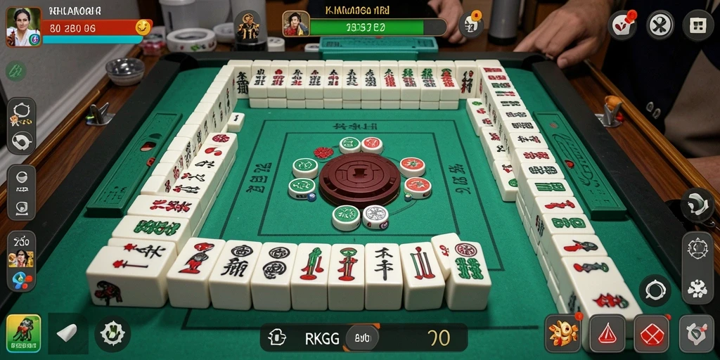 Screenshot gameplay RKGG menampilkan pilihan ubin Mahjong yang menarik.