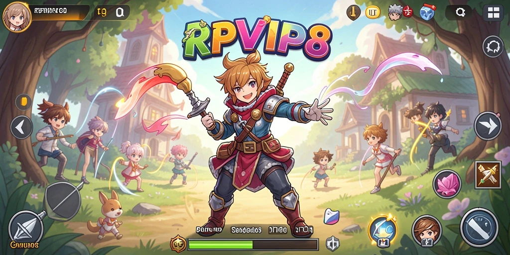 Tangkapan layar RPVIP8 menampilkan aksi seru dalam dunia Anime.