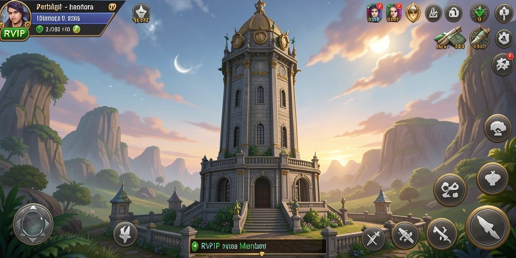 Tampilan gameplay RVIP yang menegangkan dalam pertahanan menara.