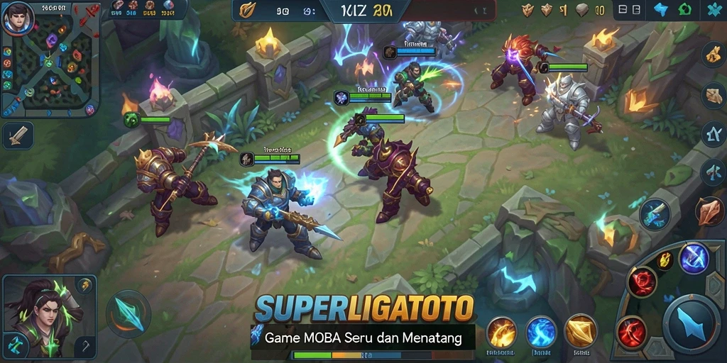 Tampilan gameplay menegangkan di SUPERLIGATOTO dengan karakter yang beraksi.